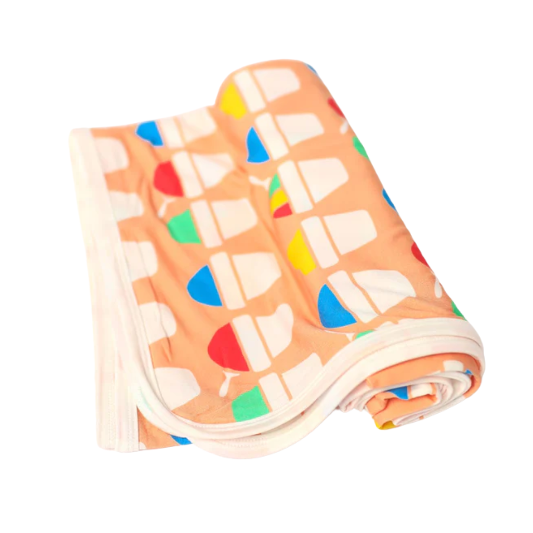 Orange Snowball Bamboo Swaddle Blanket