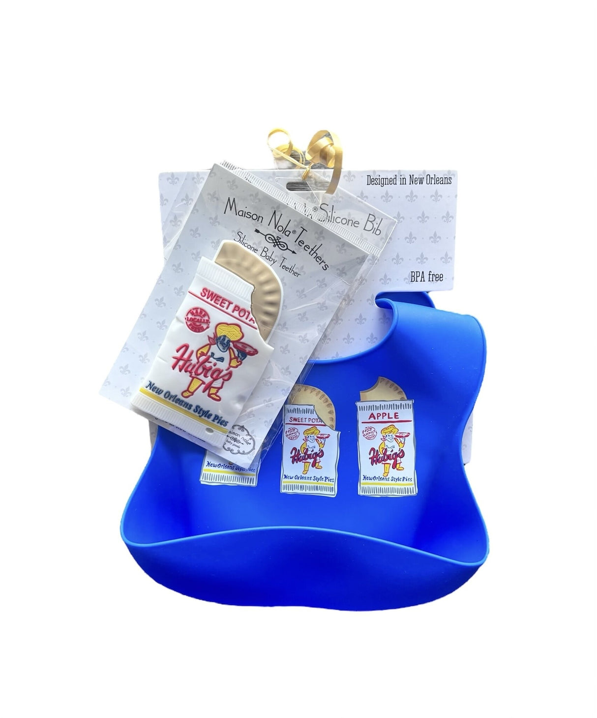 Hubig's Sweetie Pie Gift Bundle | Silicone Bucket Bib and Teether