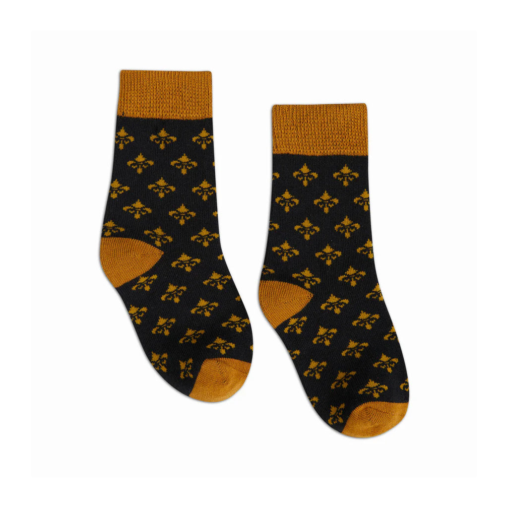 Black and Gold Fleur De Lis Socks (Buy One, Give One)