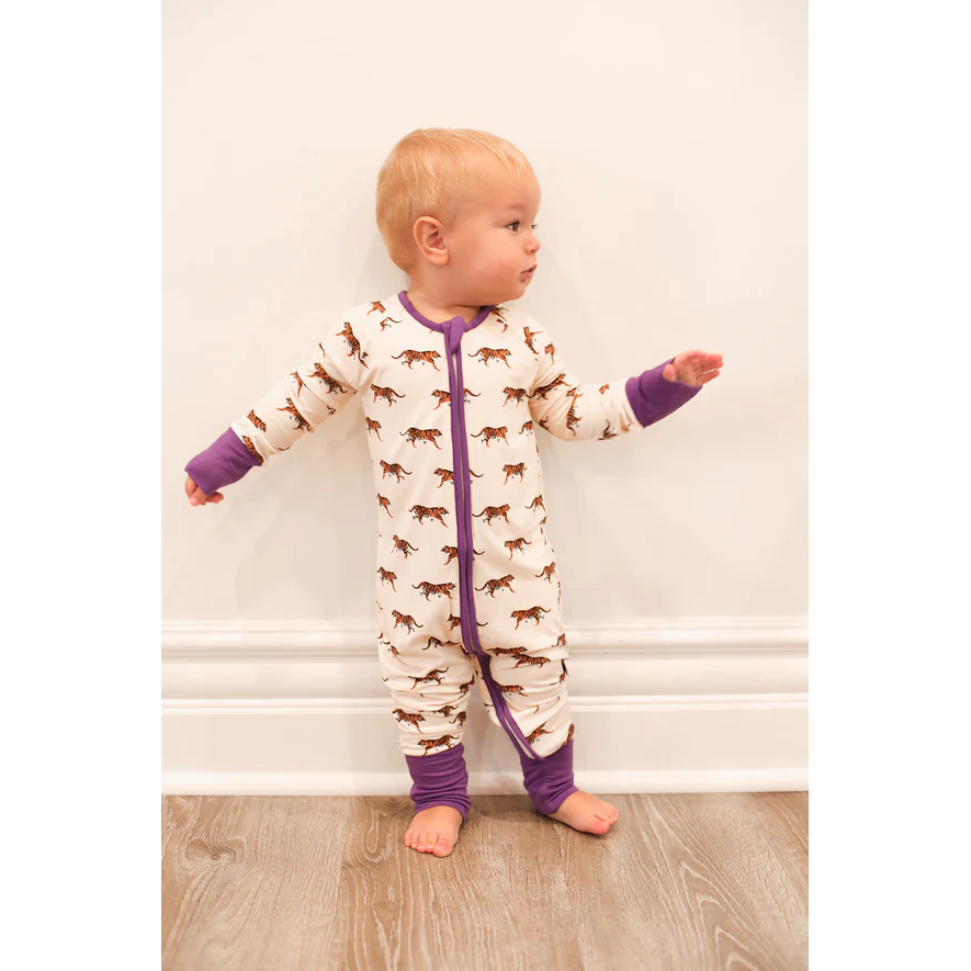 Purple Tiger Bamboo Zipper Coverall