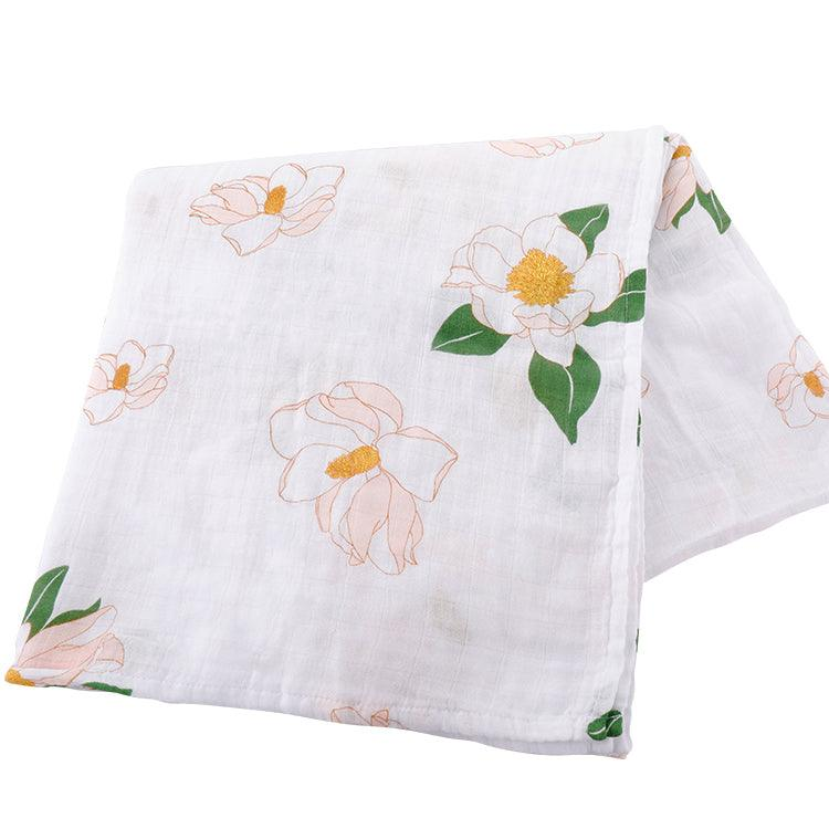 Southern Magnolia Gift Bundle: Bamboo Muslin Swaddle Blanket and Bib