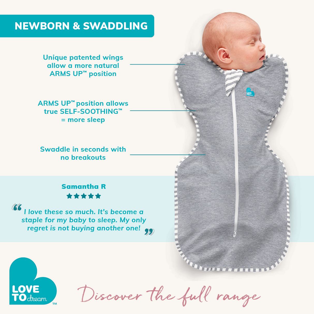 Swaddle UP Organic 1.0 Zip-Up TOG Swaddle | Cream