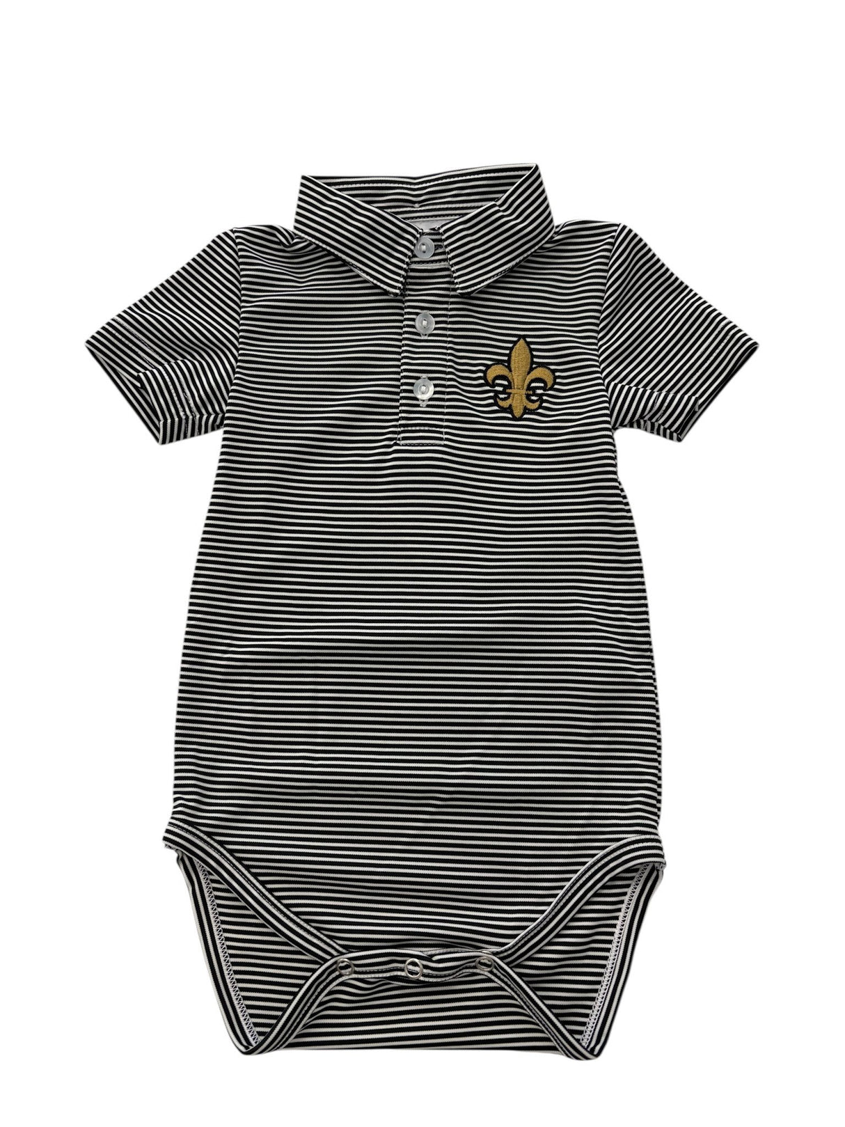 Embroidered Stripe Polo Onesie and Polo Shirt | Fleur De Lis Saints