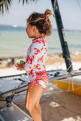 Sugar Bee Clothing Crawfish Girl Ruffle Bottom Bathing Suit