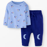 Hanna Andersson Sun Moon Stars Long Sleeve T-Shirt and French Terry Pants Set | Storm Blue