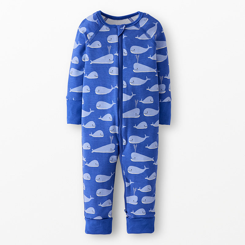 Hanna Andersson Whales on Dark Blue Modal Baby 2-Way Sleeper | Hannasoft Stretch