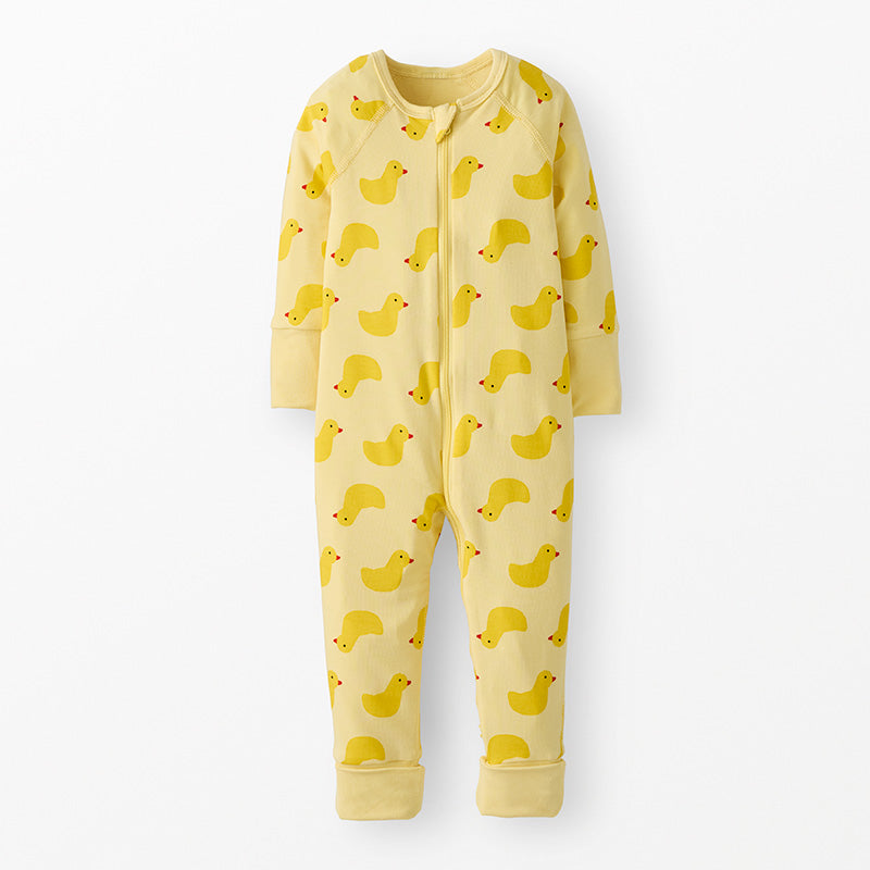Hanna Andersson Yellow Ducks on Light Yellow Modal Baby 2-Way Sleeper | Hannasoft Stretch