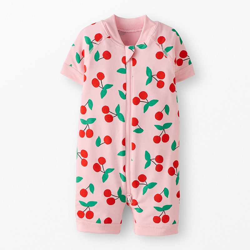 Hanna Andersson Cherries on Light Pink Modal Baby 2-Way Sleeper | Hannasoft Stretch