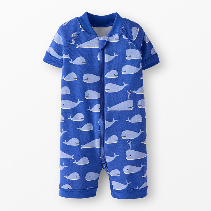 Hanna Andersson Whales on Dark Blue Modal Baby 2-Way Sleeper | Hannasoft Stretch