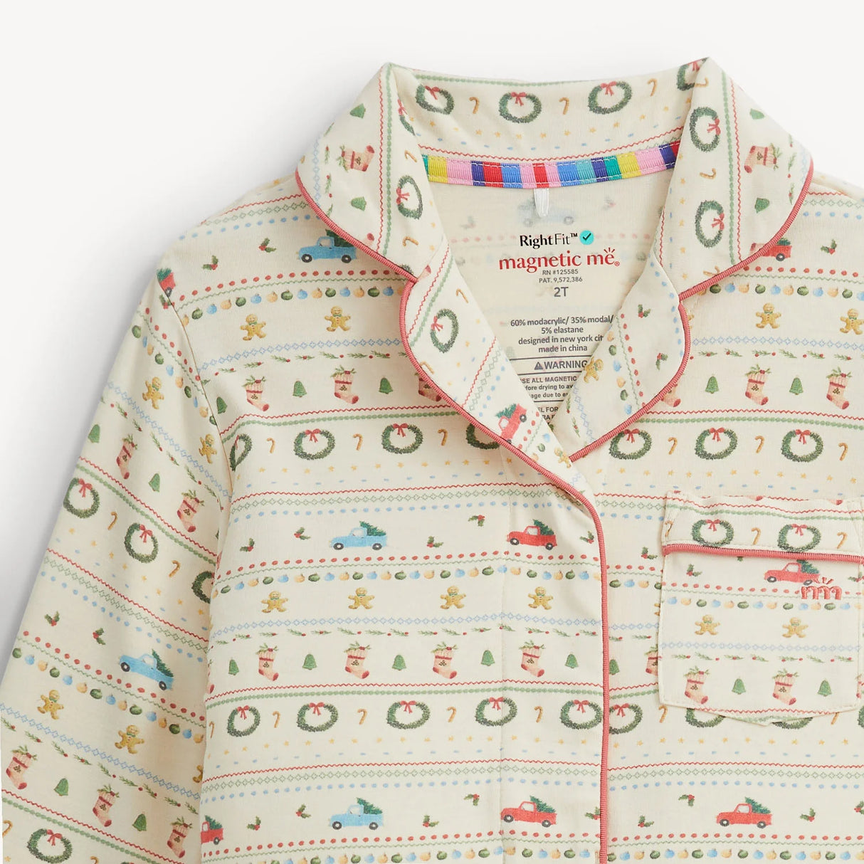 Magnetic Me Traditional Christmas L/S PJ Set w/ Piping