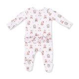 Angel Dear Christmas Teddy Bears Pink 2-Way Ruffle Back Zipper Footie