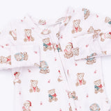 Angel Dear Christmas Teddy Bears Pink 2-Way Ruffle Back Zipper Footie