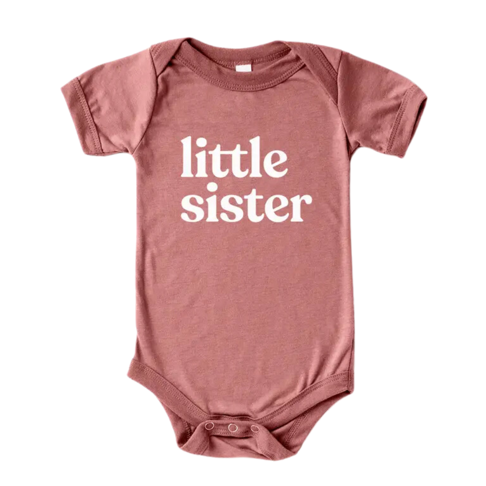 Little Sister Modern Baby Bodysuit | Mauve Pink