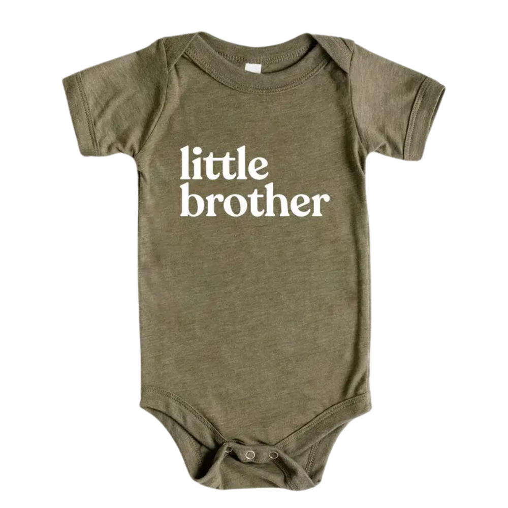 Little Brother Modern Baby Bodysuit | Olive Green