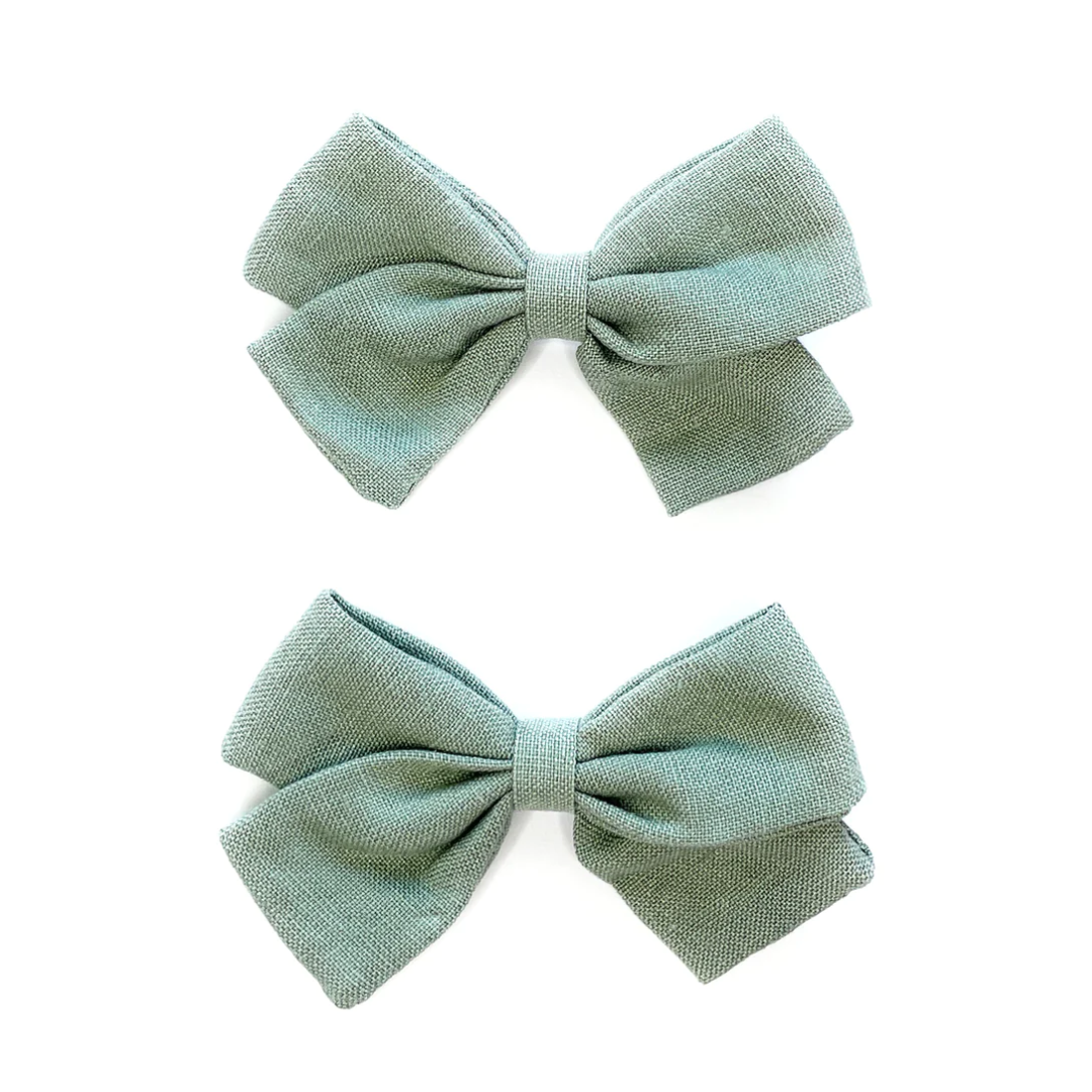 Emma Fabric Bows- Pigtail Bows |  Alligator Pinch Clip