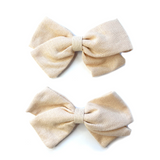 Emma Fabric Bows- Pigtail Bows |  Alligator Pinch Clip