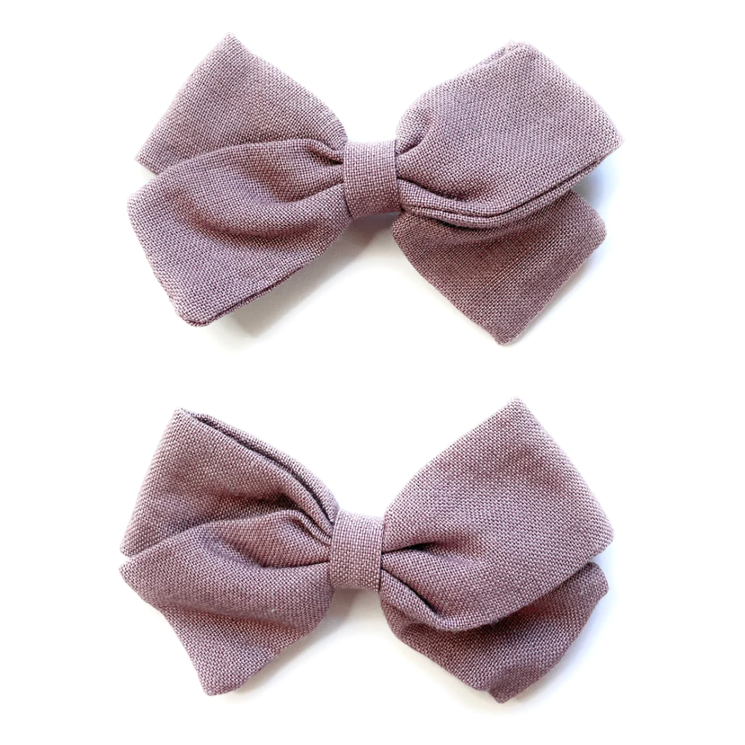 Emma Fabric Bows- Pigtail Bows |  Alligator Pinch Clip