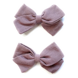 Emma Fabric Bows- Pigtail Bows |  Alligator Pinch Clip