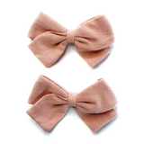 Emma Fabric Bows- Pigtail Bows |  Alligator Pinch Clip