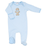 Gingerbread Land Lap Footie Blue