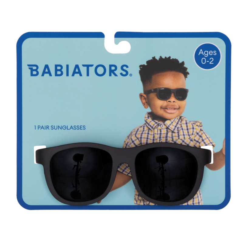 Babiators Jet Black Wayfarer Kids UV Sunglasses | Hangtag