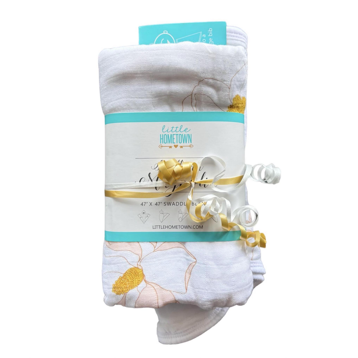 Southern Magnolia Gift Bundle: Bamboo Muslin Swaddle Blanket and Bib